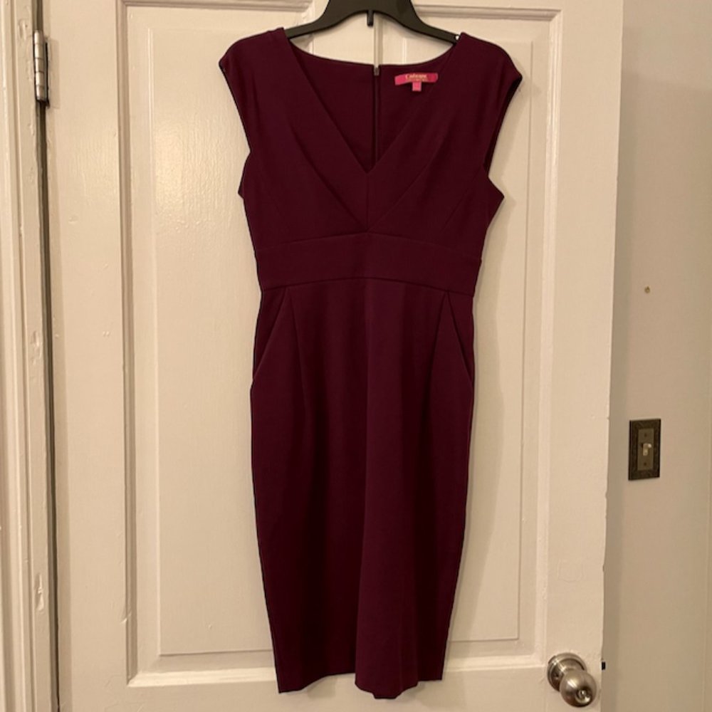 Cranberry cocktail dress, sleevless with v neck